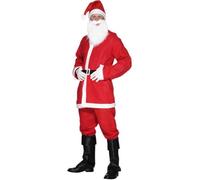 Smiffys Disfraz de Papá Noel, Rojo, con chaqueta, pantalón, barba, gorro y cinturón Halloween, Carnaval