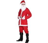 Smiffys Disfraz de Papá Noel, Rojo, con chaqueta, pantalón, barba, gorro y cinturón Halloween, Carnaval