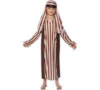 Smiffys Disfraz de pastor, Marrón, con túnica y adorno para la cabeza Halloween, Carnaval