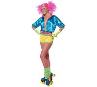 Smiffys Disfraz de patinadora, neón, con top, shorts y camiseta tubo Halloween, Carnaval