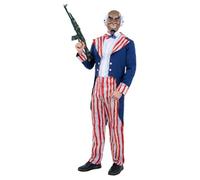 Smiffys Disfraz de Patriota del Tío Sam Horror, chaqueta, pantalones, pajarita y máscara, disfraz de Halloween para adultos, disfraces de Halloween