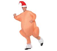 Smiffys Disfraz de pavo asado inflable, Beige, con traje entero, gorro e inflador automático