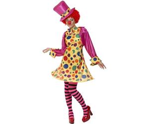 Smiffy's - Disfraz de payaso para mujer, camisa de vestir con aro, corbatín, medias a rayas