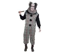 Smiffys Disfraz de payaso vintage oscuro con mono y volantes en el cuello, disfraz de Halloween para adultos, disfraces de Halloween