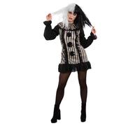 Smiffys Disfraz de payaso vintage oscuro con vestido y volantes en el cuello, disfraz de Halloween para adultos, disfraz de Halloween