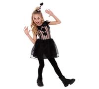 Smiffys Disfraz de payaso vintage oscuro, vestido y sombrero para niñas, disfraz de Halloween para niños, disfraz de Halloween