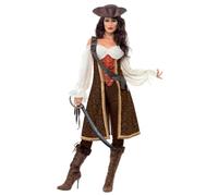Smiffys Disfraz de moza pirata de alta mar, con vestido, pantalones y tahalí Halloween, Carnaval