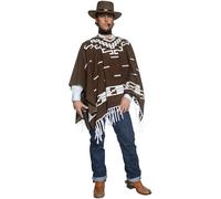 Smiffys Disfraz de pistolero errante del Oeste auténtico, con poncho, chaleco con camisa postiza y pañoleta para el cuello Halloween, Carnaval