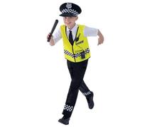 Smiffys Disfraz de policía, con top, pantalones, sombrero y set de radio Halloween, Carnaval