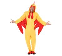 Smiffys Disfraz de pollo, Amarillo, con traje entero con capucha Halloween, Carnaval