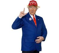 Smiffys Disfraz de presidente, azul y rojo, con la chaqueta, corbata, gorra y placas