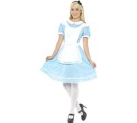 Smiffys Disfraz de Princesa Maravilla, Azul con Vestido, Delantal y Diadema, Cuento de Hadas, alas y varitas, Disfraz para Adultos