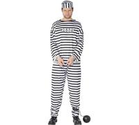 Smiffy's Disfraz de prisionero con camisa, pantalones y gorro – Halloween Carnaval