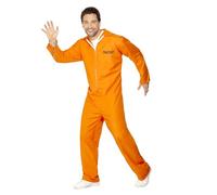Smiffys Disfraz de prisionero escapado, traje naranja de caldera, disfraz para adultos, disfraz de preso para policías y ladrones, fiestas temáticas, juego de rol y aspecto de personajes criminales
