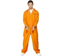 Smiffys Disfraz de prisionero huido, naranja, con enterizo Halloween, Carnaval