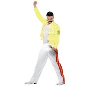 Smiffys Disfraz de Queen Freddie Mercury, Amarillo con Chaqueta y Pantalones, Disfraz de Reina con Licencia Oficial, Disfraces para Adultos