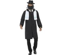 Smiffys Disfraz de rabino negro con chaqueta, bufanda, sombrero y barba, disfraz de santos y pecadores para adultos