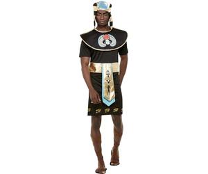 Smiffys Disfraz de rey egipcio, Negro, Túnica y tocado Halloween, Carnaval