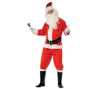 Smiffys Disfraz de Santa, Rojo, con chaqueta, pantalón, cinturón, gorro, guantes y fundas para las botas, deluxe