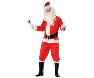 Smiffys Disfraz de Santa, Rojo, con chaqueta, pantalón, cinturón, gorro, guantes y fundas para las botas, deluxe Halloween, Carnaval