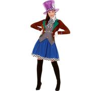 Smiffys Disfraz de sombrerera loca, con chaqueta, chaleco atado, falda y sombrero