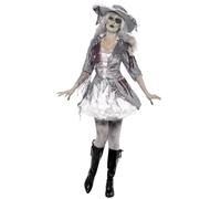 Smiffys Disfraz de tesoro pirata de Ghost Ship, Gris, con vestido y sombrero