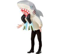 Smiffys Disfraz de tiburón y buceador hinchable, Disfraz de una sola pieza Halloween