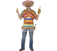 Smiffys Disfraz de tirador de tequila, con poncho, bandoleras, cinturón y funda de botellas