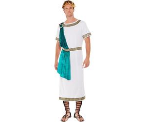 Smiffys Disfraz de toga de lujo de emperador romano, Blanco, De una sola pieza, con cinturón y diadema Halloween, Carnaval