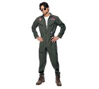 Hombre Oficial Top Gun Disfraz Traje Vuelo Piloto Aviador Soltero Do