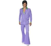 Smiffys Disfraz de traje lavanda de los 70, chaqueta con camisa postiza y chaleco, pantalones Halloween, Carnaval