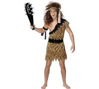 Smiffys Disfraz de troglodita, con túnica, banda para el pelo y cintas para el brazo Halloween, Carnaval