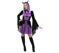 Smiffys Disfraz de vampiro para mujer, color morado, con vestido y diadema, disfraz gótico de vampiro para Halloween, talla L