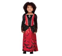 Smiffys Disfraz de vampiro para niño pequeño, Rojo y negro, Vestido Halloween, Carnaval