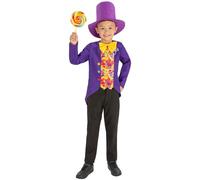Smiffys Disfraz de vendedor de caramelos, con falsa chaqueta, parajita 3 D y sombrero de copa