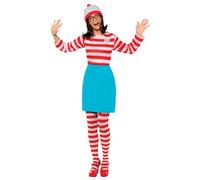 Smiffys Disfraz de Wenda de ¿Dónde está Wally?, Rojo y blanco, con parte de arriba, falda, gafas, medias y gorro
