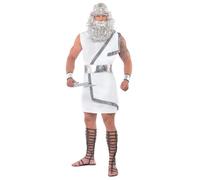 Smiffys Disfraz de Zeus, blanco, Toga, cinturón, banda para el pelo, muñequeras y relámpago Halloween