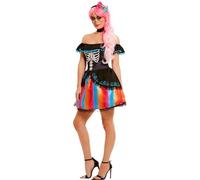 Smiffys Disfraz del D¡a de los Muertos de Se¤orita Ombr‚, Negro, con vestido, gargantilla y diadema