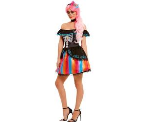 Smiffys Disfraz del D¡a de los Muertos de Se¤orita Ombr‚, Negro, con vestido, gargantilla y diadema
