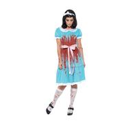 Smiffys Disfraz doble asesino sangriento, azul con vestido, calcetines y diadema, disfraz de Halloween para adultos, disfraces de Halloween