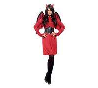 Smiffys Disfraz económico de diablo, con vestido, alas, cinturón y cuernos Halloween, Carnaval