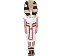 Smiffys Disfraz egipcio, blanco con bata, cinturón, tocado y tobilleras, disfraz para niños, disfraces del antiguo Egipto