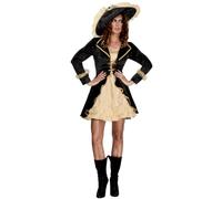 Smiffys Disfraz Fever de espadachina, negro, con vestido, enagua adjunta y sombrero