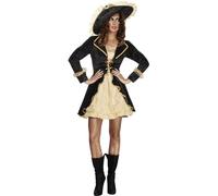 Smiffys Disfraz Fever de espadachina, negro, con vestido, enagua adjunta y sombrero