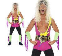 Smiffys Disfraz Hombre Luchador Body 80s 90s Retrofantasia Enterizo Nuevo