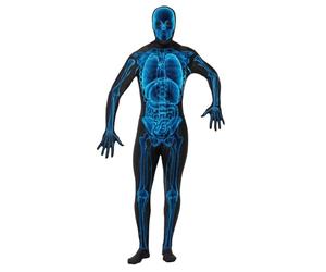 Smiffys Disfraz hombre radiografía segunda piel, con traje entero, cremallera escondida y apertura bajo la barbilla Halloween, Carnaval