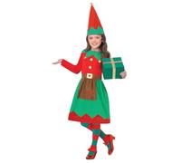 Smiffys Disfraz infantil de ayudanta de Papá Noel, Rojo y verde, con vestido y gorro Halloween, Carnaval