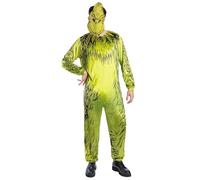 Smiffys Disfraz oficial de Dr. Seuss The Grinch para hombre con mono | Ideal para fiestas de Navidad o Halloween, con un mono fácil de llevar y máscara de personaje detallada incluida