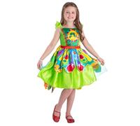 Smiffys Disfraz oficial de la oruga muy hambrienta para niños, disfraz de libro de cuentos con licencia, vestido colorido y alas de mariposa desmontables con correas de muñeca, disfraz para niñas, WBD