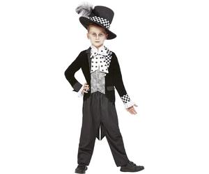 Smiffys Disfraz oscuro del sombrerero loco, Negro y blanco, Chaqueta, camiseta simulada y sombrero